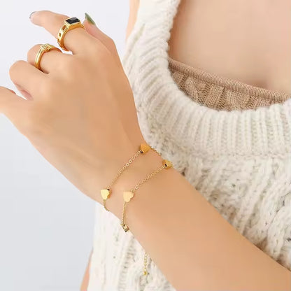 Layered Heart Beads Chain Bracelet