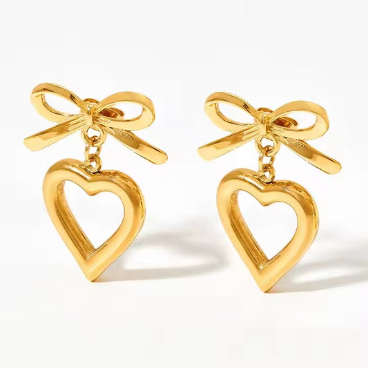 Open Heart Bow Earrings
