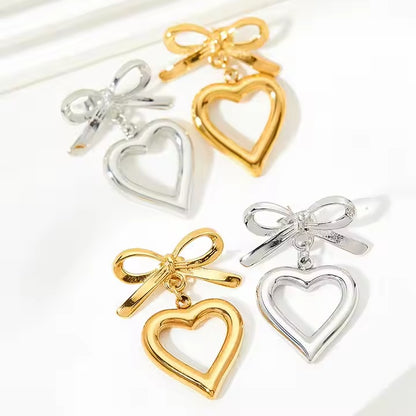Open Heart Bow Earrings