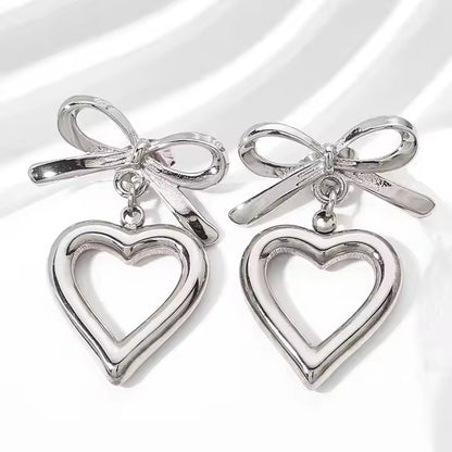 Open Heart Bow Earrings