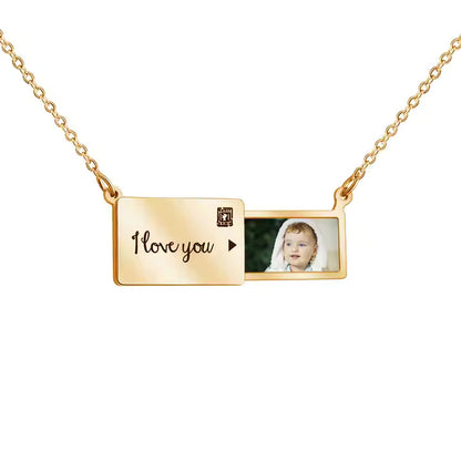 Personalized Pull-out Photo Rectangle Necklace