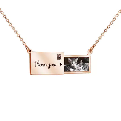 Personalized Pull-out Photo Rectangle Necklace