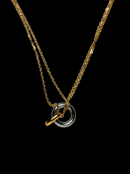 Double Colors Circle Link Necklace