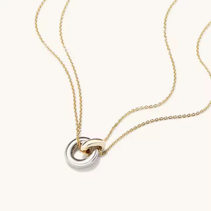 Double Colors Circle Link Necklace