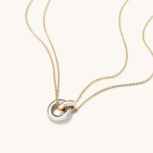 Double Colors Circle Link Necklace
