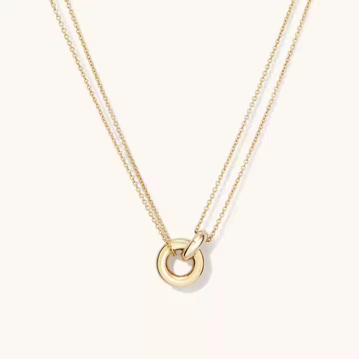 Double Colors Circle Link Necklace